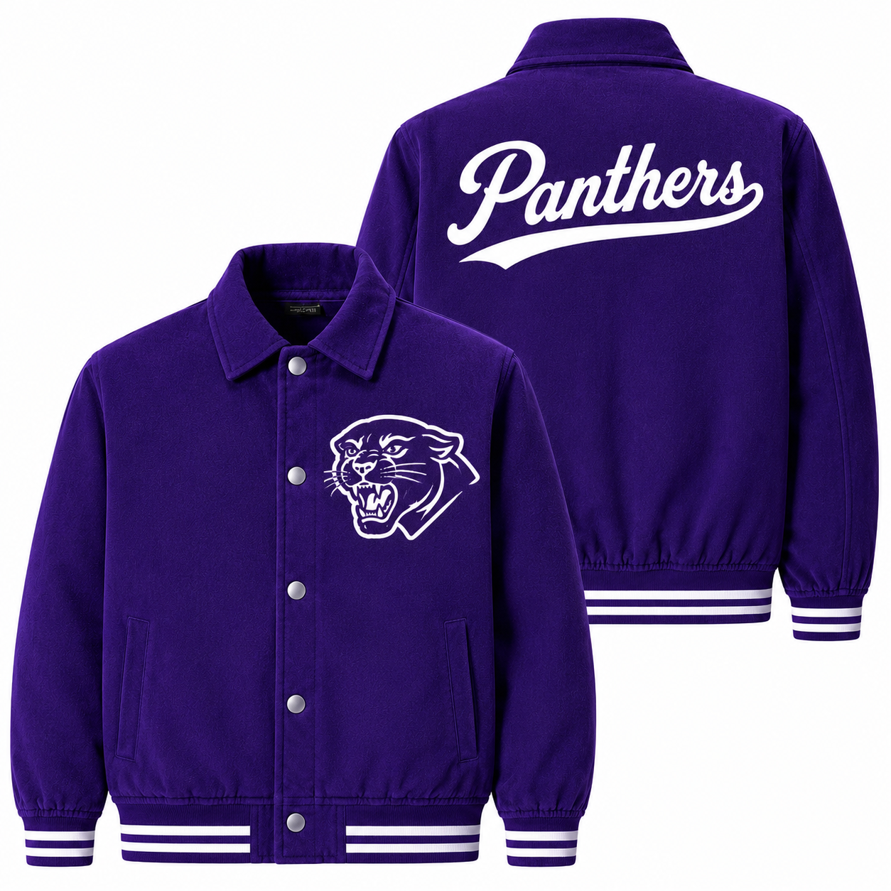 Panthers script coach jacket purple